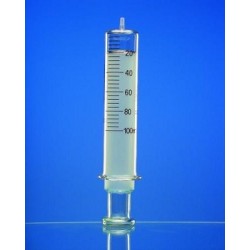 All glass syringe 10 ml: 0,5 glass tip Luer amber graduated