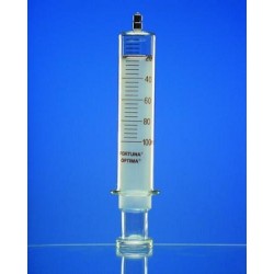 All glass syringe 1 ml: 0,05 Luer-Lock-tip amber graduated