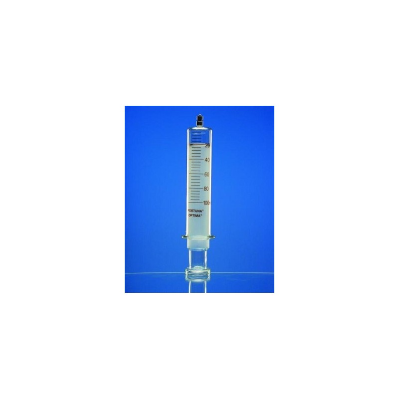 All glass syringe 5 ml: 0,5 Luer-Lock-tip amber graduated