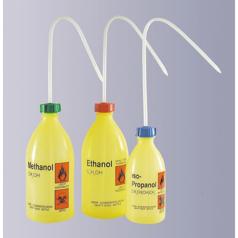Sicherheitsspritzflasche "Hexan" 1000 ml PE-LD enghals gelb