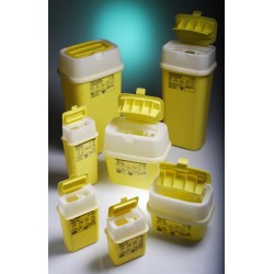 Waste and sharp container with hinged cap PP 3L yellow