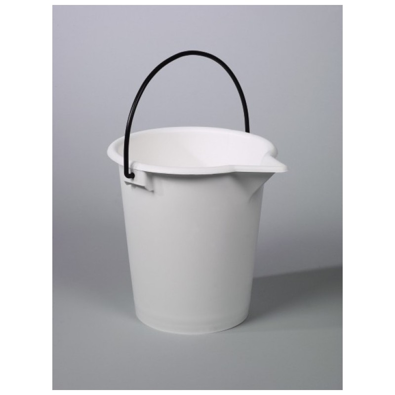 Bucket PE 10 L white graduation 1 L spout metal handle