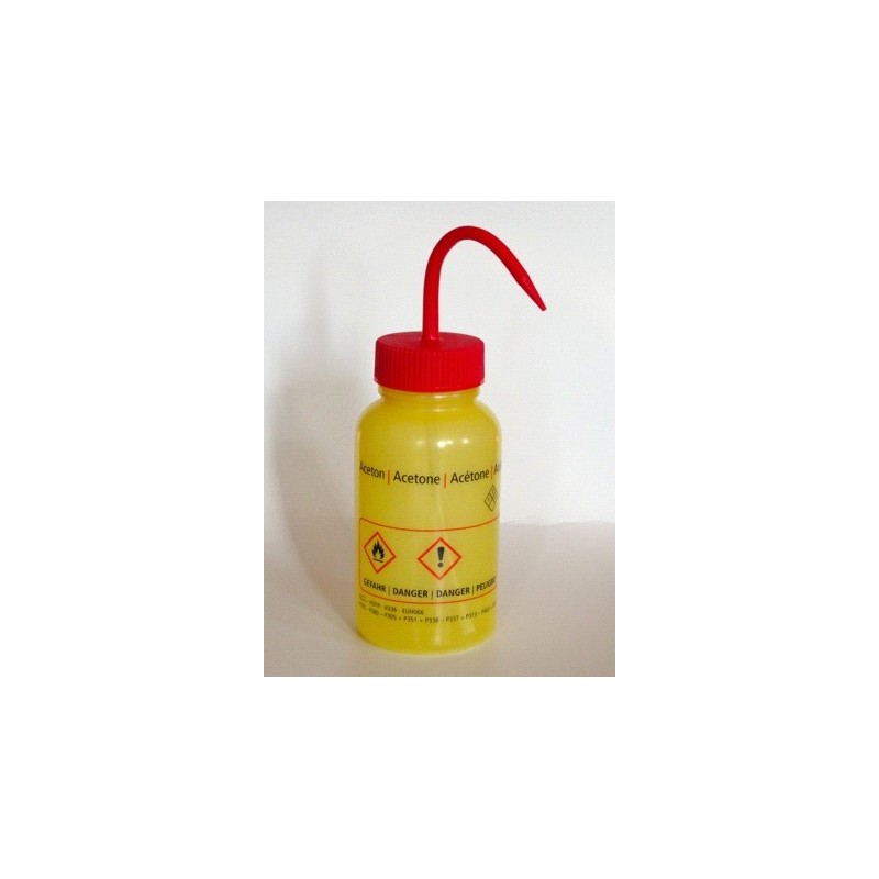 Safety was bottle "Aceton" 500 ml PE-LD wide mouth yellow red