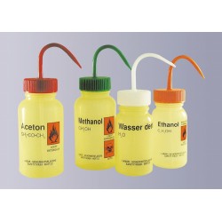 Safety was bottle "Wasser dest." 500 ml PE-LD wide mouth yellow