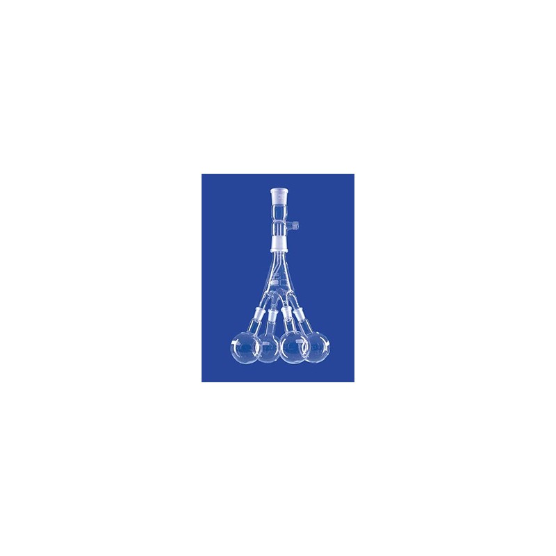Distilling receiver Bredt 4 flasks NS14/23 straight glass upper