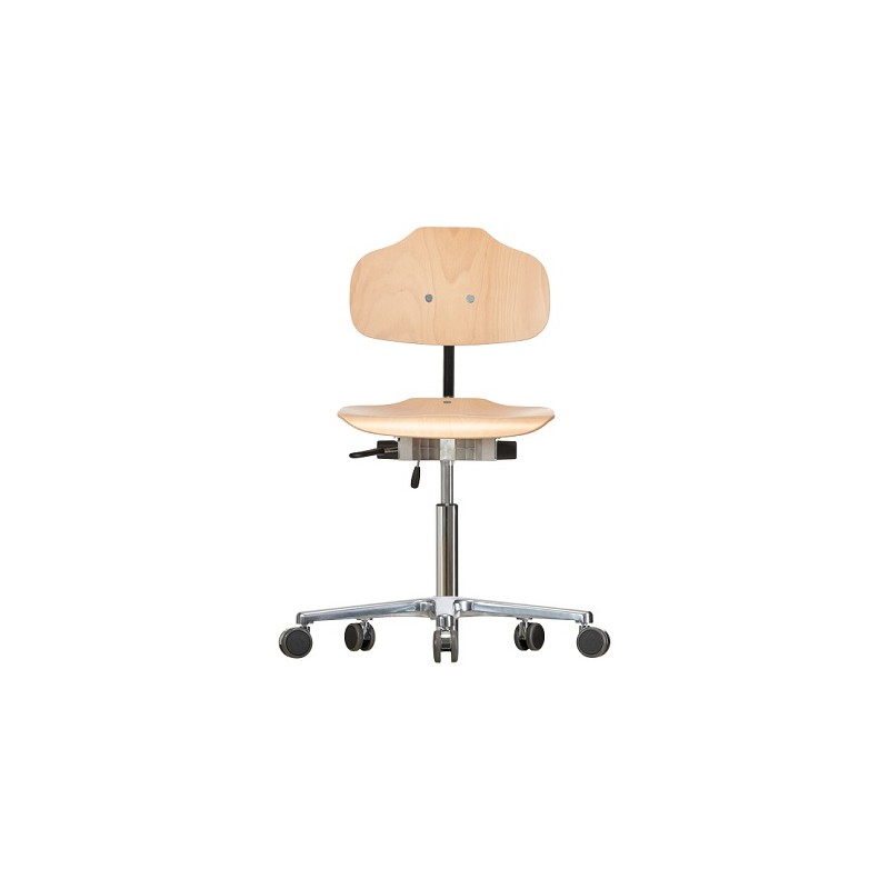 Chair with castors Classic WS1020 seat/backrest with wooden
