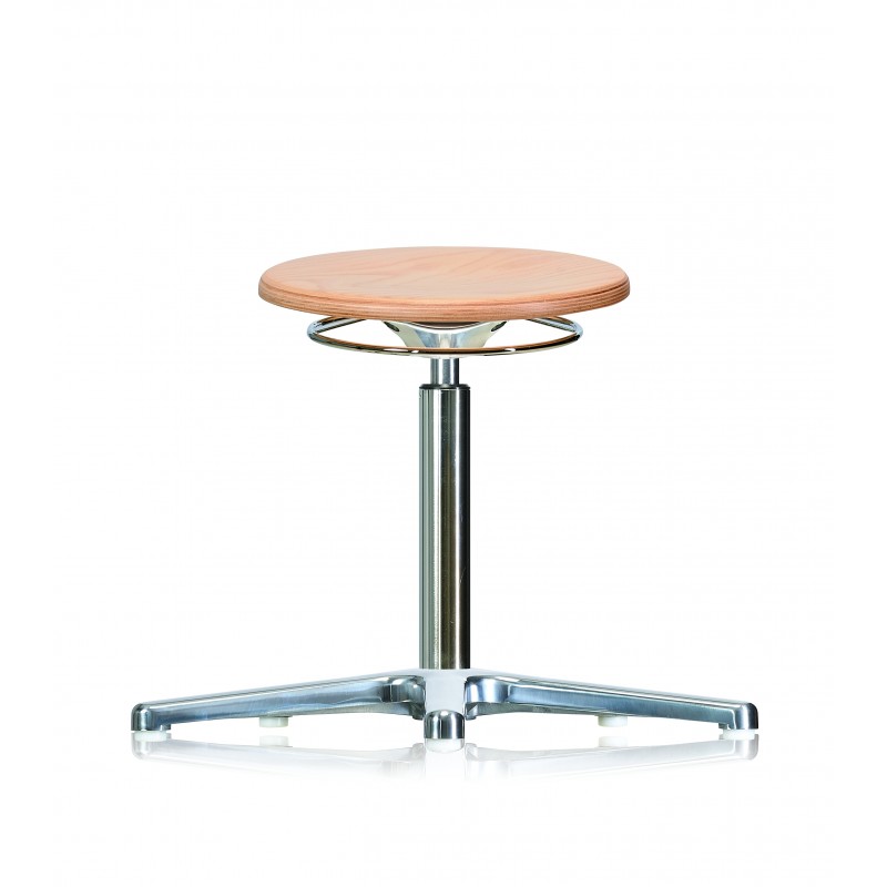 Rotary stool with glides WS3010 Classic seat with wooden