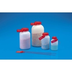Wide neck bottle PE-HD 1000 ml round sealable red screw cap
