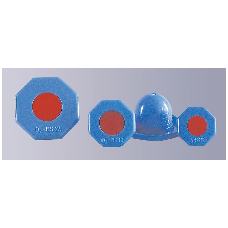 Achtkant-Deckelstopfen PE-HD blau rund für Sauerstoff-Flaschen
