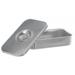 Instruments tray with lid with handle stockable 18/10 steel