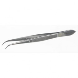 Tweezers with guid pin stainless steel bent pointed lenght 105