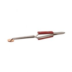 Tool tweezers stainless pointed/bent plastic PVC handle