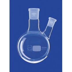 Two-neck round-bottom flask 50 ml side neck angled Duran center