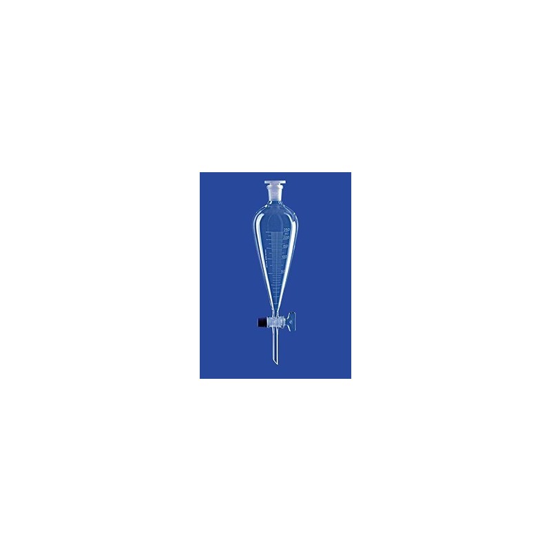Separating funnel acc to Squibb borosilicate 100 ml glass plug