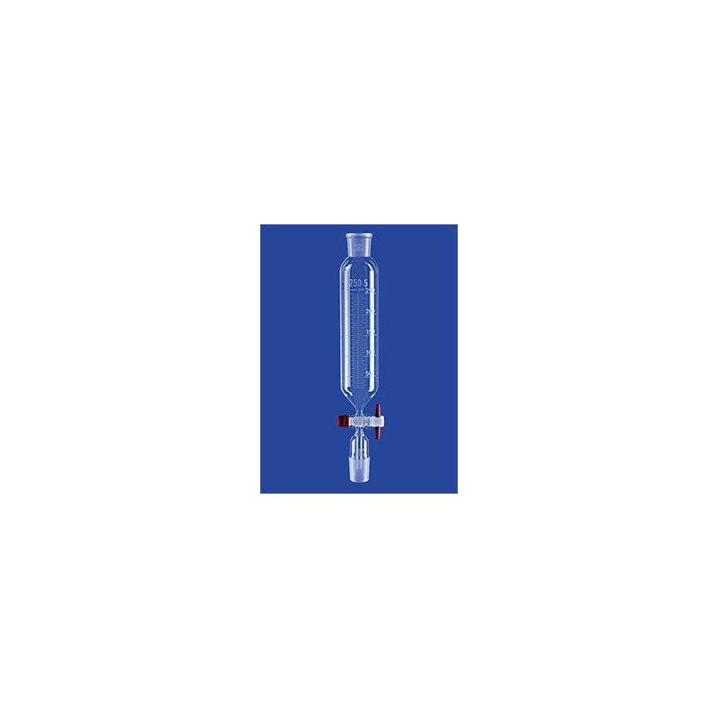 Tropftrichter zylindrisch 25 ml:1 ml PTFE-Küken Boro 3.3