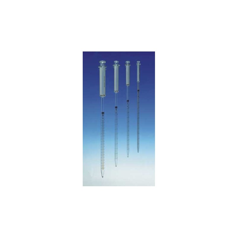 Graduated pipette with piston 1:0,01 ml AR-glass total delivery
