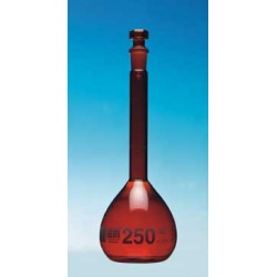 Volumetric flask 100 ml Duran amber class A CC glass stopper