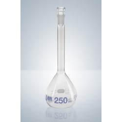 Volumetric flask 1000 ml Duran class A CC glass stopper blue