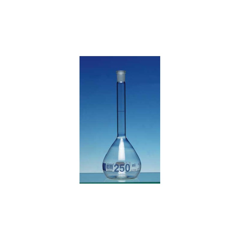 Volumetric flask 5 ml Duran class A CC no stopper blue