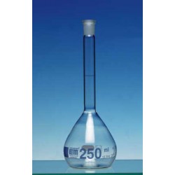 Volumetric flask 500 ml Duran class A CC no stopper blue