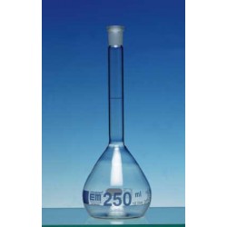 Volumetric flask 2000 ml Duran class A CC no stopper blue
