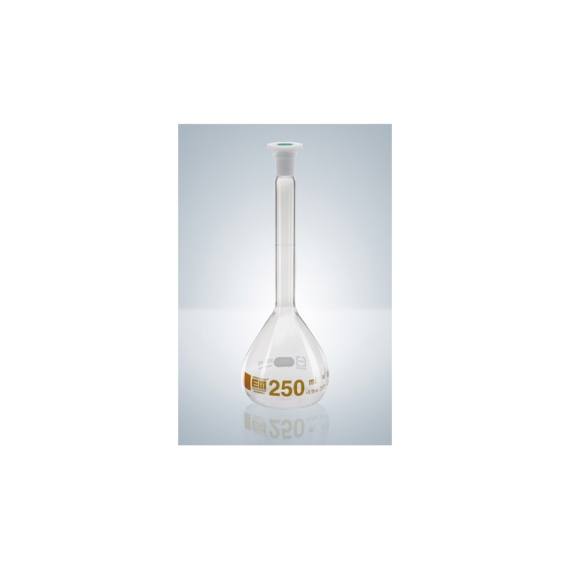 Volumetric flask 25 ml Duran class A CC stopper PE amber