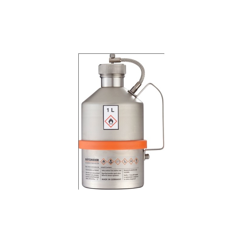 Safety transportation can with screw cap stainless steel 1L