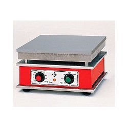 Thermostatically regulated hot plate variably adjustable