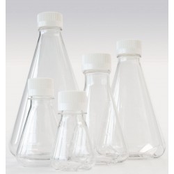 Erlenmeyer flask 1000 ml PETG baffled screw cap PE sterile pack