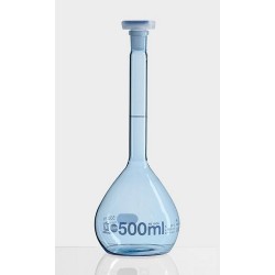 Volumetric flask 50 ml wide neck PUR-coated class A Boro 3.3 NS