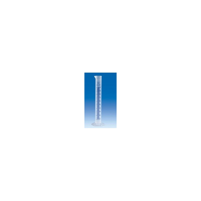 Measuring cylinde PP 50 ml class B tall form blue raised