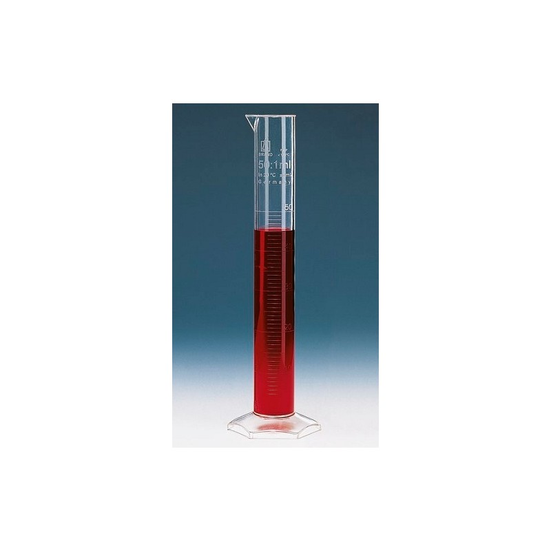 Graduated cylinder 250:2 ml PMP tall form embosses scale pack 5