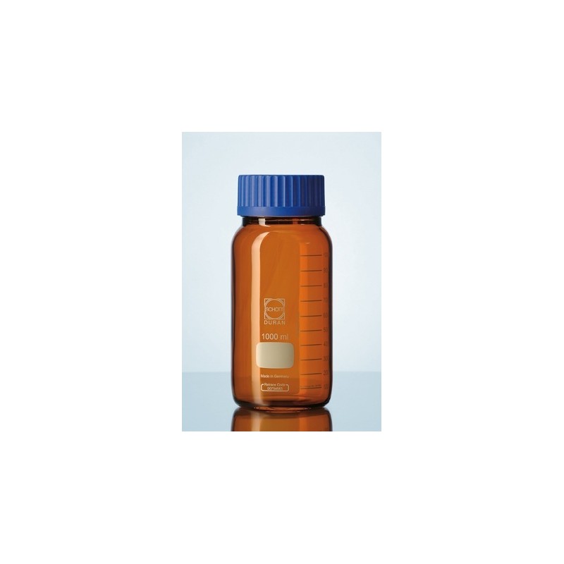 Reagent bottle 1000 ml wide neck Duran amber srew cap GLS80 blue