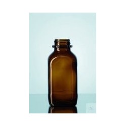 Reagent bottle 100 ml wide neck amber glass square without