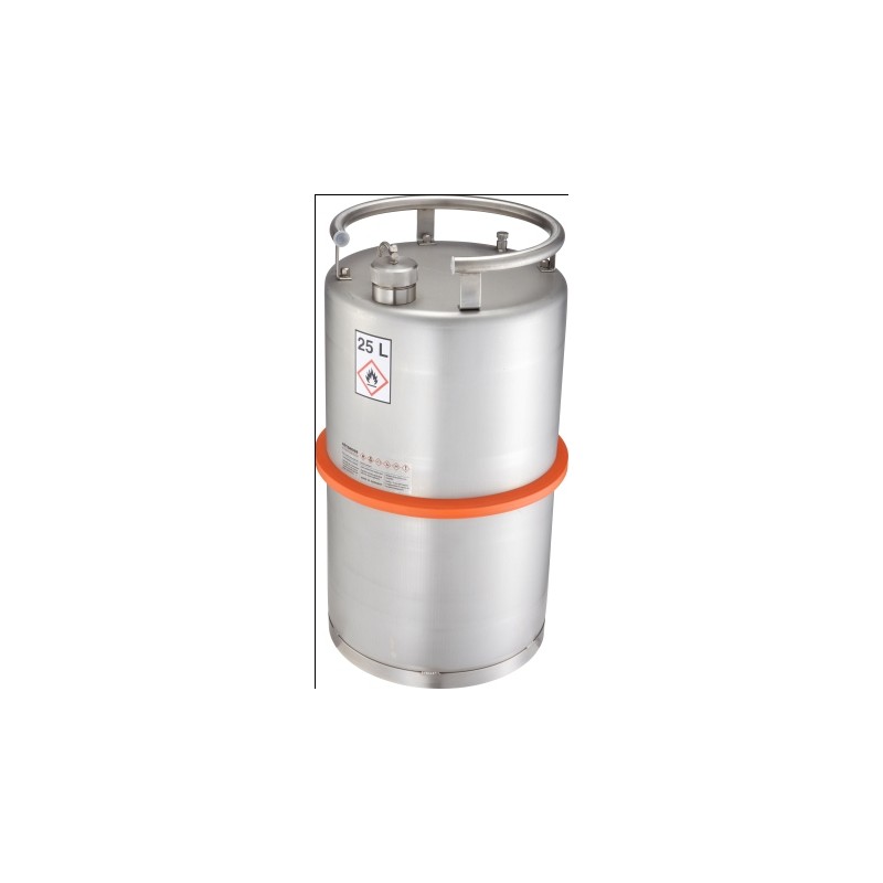 Safety transportation barrel with screw cap stainless steel 25L