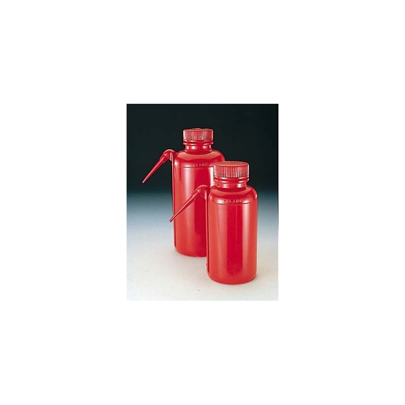 Wash bottle Unitary 500 ml wide mouth PE-LD red