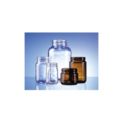 Wide mouth bottle 50 ml clear glass hydrolytic class III thread