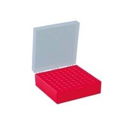 Cryo box PP red for 81 cryo vials numeric coded 133x133x52 mm