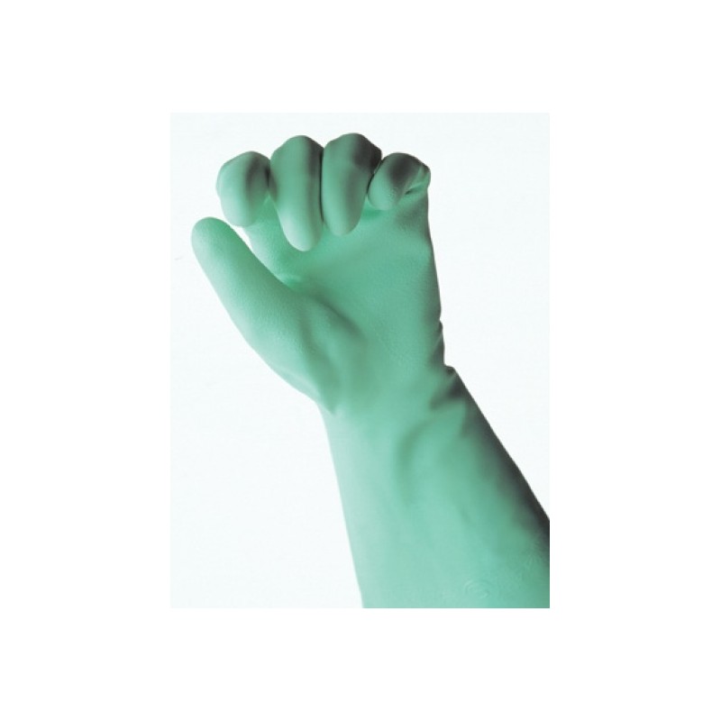 Gloves Vinyl Sempersoft green flocked inside with cotton size 8