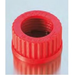 Screw cap with apprture PBT red GL 14 aperture 9,5 mm pack 10