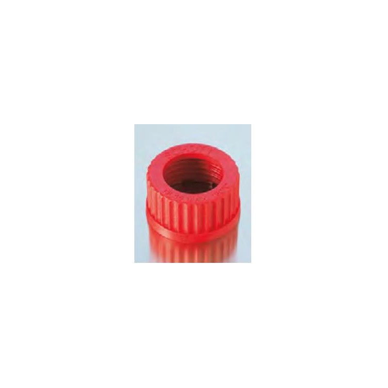 Screw cap with apprture PBT red GL 14 aperture 9,5 mm pack 10